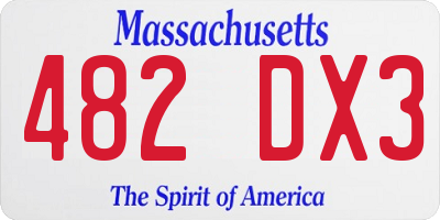 MA license plate 482DX3