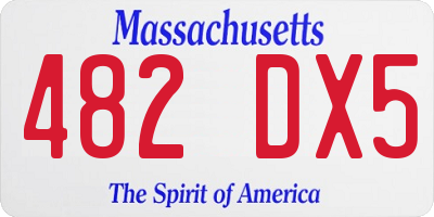 MA license plate 482DX5