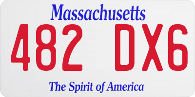 MA license plate 482DX6