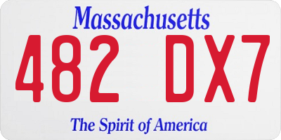 MA license plate 482DX7