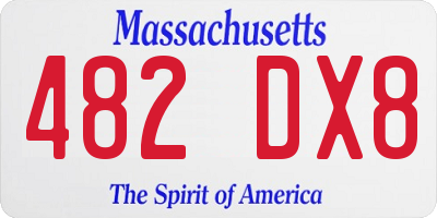 MA license plate 482DX8