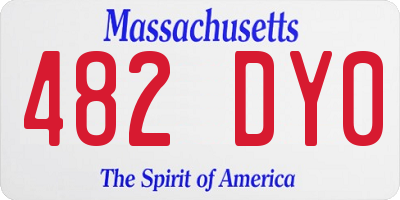MA license plate 482DY0
