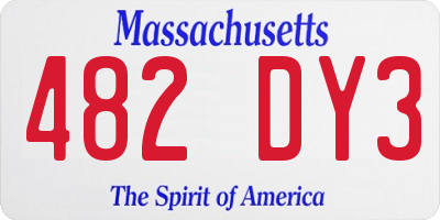 MA license plate 482DY3