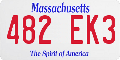 MA license plate 482EK3