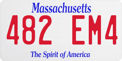 MA license plate 482EM4
