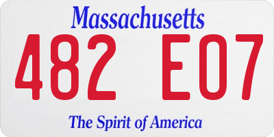 MA license plate 482EO7
