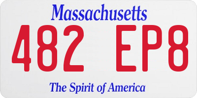 MA license plate 482EP8