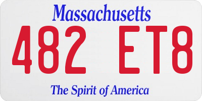 MA license plate 482ET8