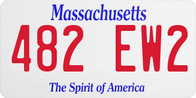 MA license plate 482EW2