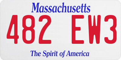 MA license plate 482EW3