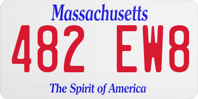 MA license plate 482EW8