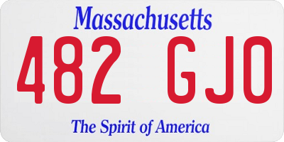 MA license plate 482GJ0
