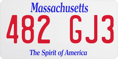MA license plate 482GJ3