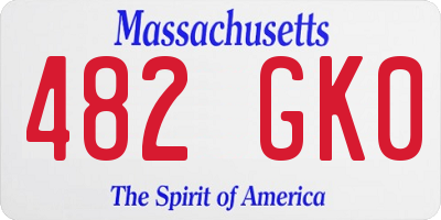 MA license plate 482GK0