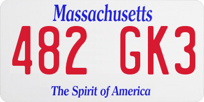 MA license plate 482GK3