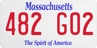 MA license plate 482GO2