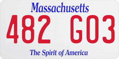 MA license plate 482GO3