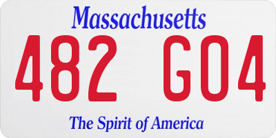 MA license plate 482GO4