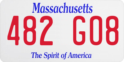 MA license plate 482GO8
