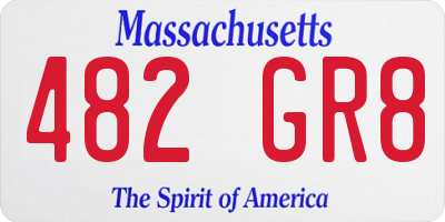 MA license plate 482GR8