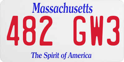 MA license plate 482GW3