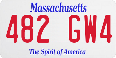 MA license plate 482GW4