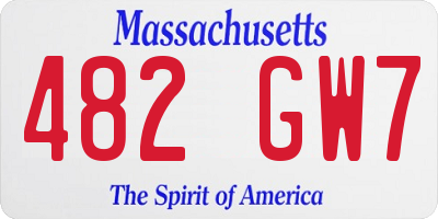 MA license plate 482GW7