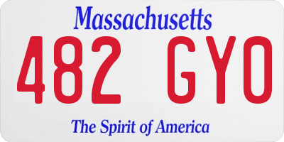 MA license plate 482GY0