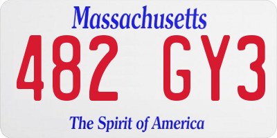 MA license plate 482GY3