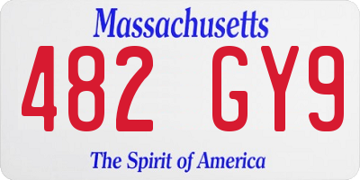 MA license plate 482GY9