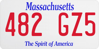 MA license plate 482GZ5