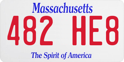 MA license plate 482HE8