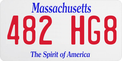 MA license plate 482HG8