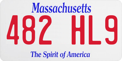 MA license plate 482HL9