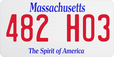 MA license plate 482HO3