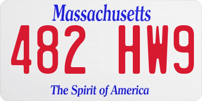MA license plate 482HW9
