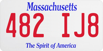 MA license plate 482IJ8