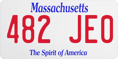 MA license plate 482JE0