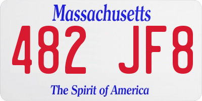 MA license plate 482JF8