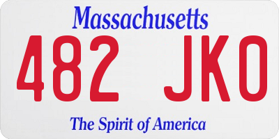 MA license plate 482JK0