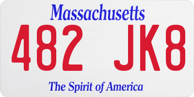 MA license plate 482JK8