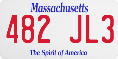 MA license plate 482JL3