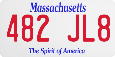 MA license plate 482JL8