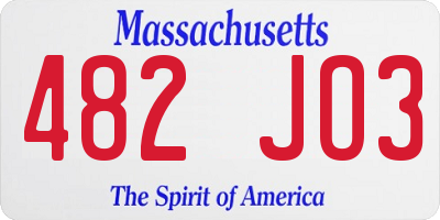 MA license plate 482JO3