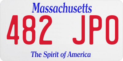 MA license plate 482JP0