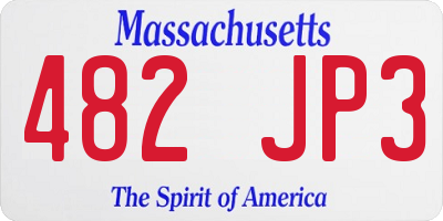 MA license plate 482JP3