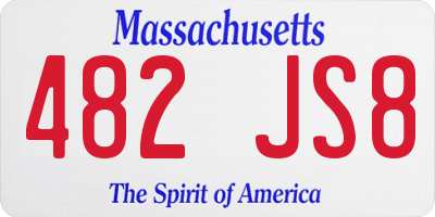 MA license plate 482JS8