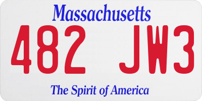 MA license plate 482JW3