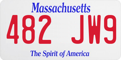 MA license plate 482JW9