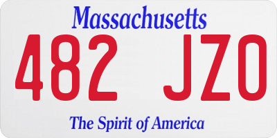 MA license plate 482JZ0